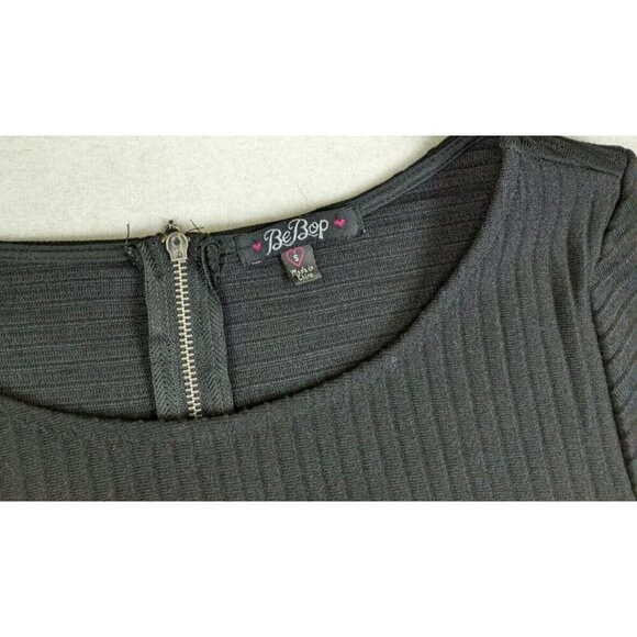 BEBOP - WOMEN'S BLACK RIBBED 3/4 SLEEVE FIT & FLARE A-LINE DRESS - SIZE S - Picture 3 of 4